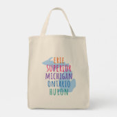 Great Lakes Simple Text Mitten State Tote Bag (Dos)