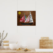 Great Lakes State Sailboat Recycled License Bord Poster (Keuken)