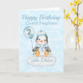 Great Nephew Penguin 2e carte d'anniversaire (Fleur jaune)