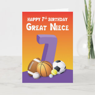 Great Niece 7th Birthday Sports Balls Kaart