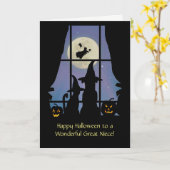 Great Niece Halloween Kaarten Cute Dog and Cat (Gele Bloem)