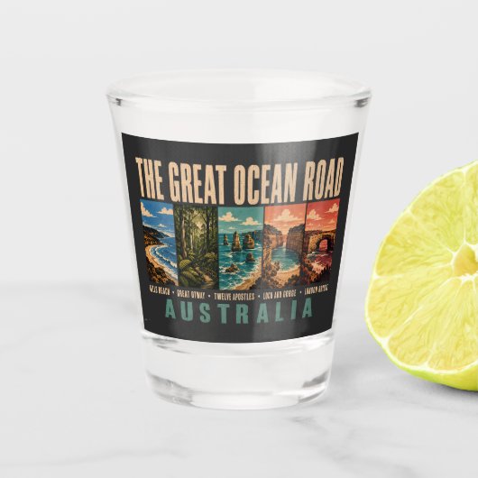 Great Ocean Road Australia Landmarks Illustration Shot Glas (Voorkant)