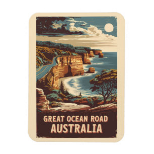 Great Ocean Road Australië Illustratie Reizen Kuns Magneet