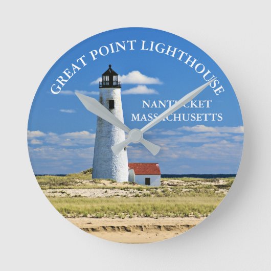 Great Point Lighthouse Nantucket MA Clock Ronde Klok (Voorkant)