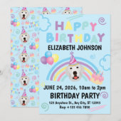 Great Pyrenees Birthday Invitation Blue (Devant / Derrière)