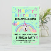 Great Pyrenees Birthday Invitation Green Kaart (Staand voorkant)