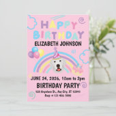 Great Pyrenees Birthday Invitation Pink (Debout devant)
