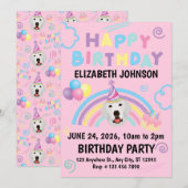 Great Pyrenees Birthday Invitation Pink (Devant / Derrière)