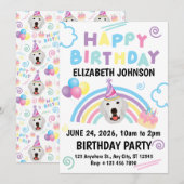 Great Pyrenees Birthday Invitation White Kaart (Voorkant / Achterkant)