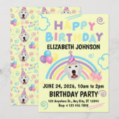 Great Pyrenees Birthday Invitation Yellow (Devant / Derrière)