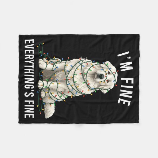 Great Pyrenees Christmas I'm Fine Everything Is Fi Fleece Deken (Voorkant (Horizontaal))