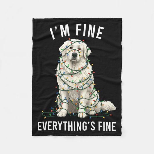 Great Pyrenees Christmas I'm Fine Everything Is Fi Fleece Deken (Voorkant)