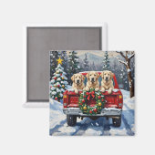 Great Pyrenees Christmas Red Truck Holiday Magneet (Voorkant / Achterkant)