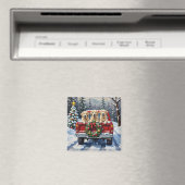 Great Pyrenees Christmas Red Truck Holiday Magneet (Insitu (Vaatwasser))