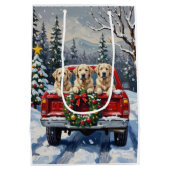 Great Pyrenees Christmas Red Truck Holiday Medium Cadeauzakje (Achterkant)