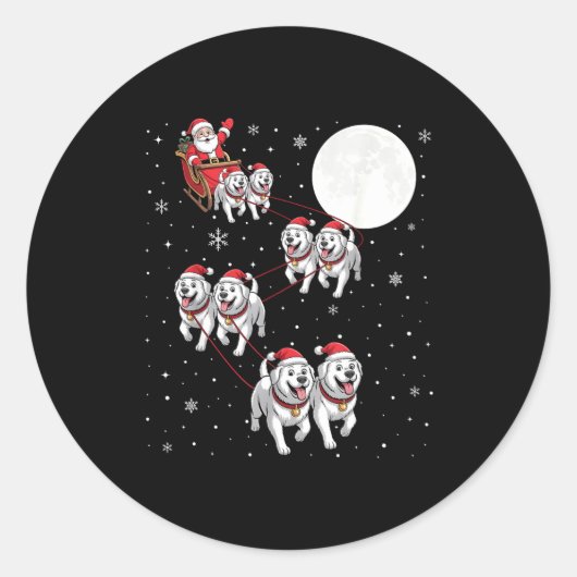 Great Pyrenees Dog Xmas Pajama Matching Santa Clau Ronde Sticker (Voorkant)