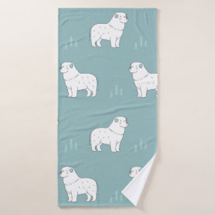  Great Pyrenees-hondenillustratie naadloos of Badhanddoek