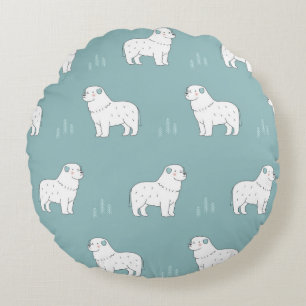 Great Pyrenees-hondenillustratie naadloos of Rond Kussen