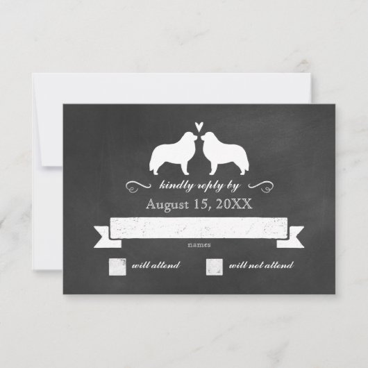 Great Pyrenees Silhouettes Mariage RSVP Réponse (Devant)