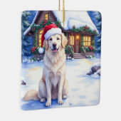 Great Pyrenees Snowy Mountain Lodge Santa Hat Keramisch Ornament (Rechts)