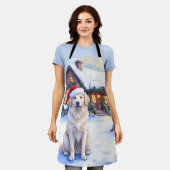 Great Pyrenees Snowy Mountain Lodge Santa Hat Schort (Gedragen)