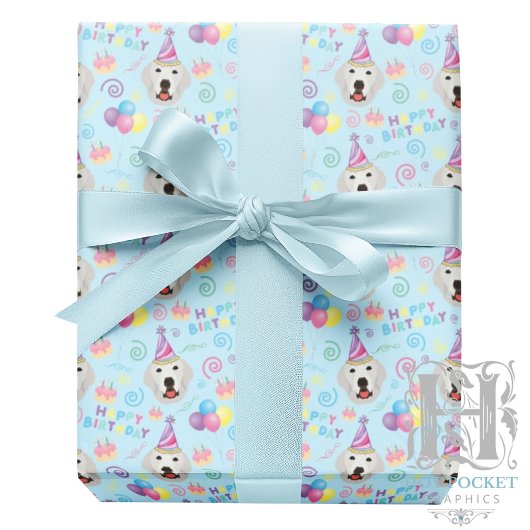 Great Pyrenees Wrapping Paper Blue Cadeaupapier