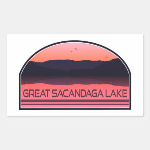 Great Sacandaga Lake New York Red Sunrise Rechthoekige Sticker