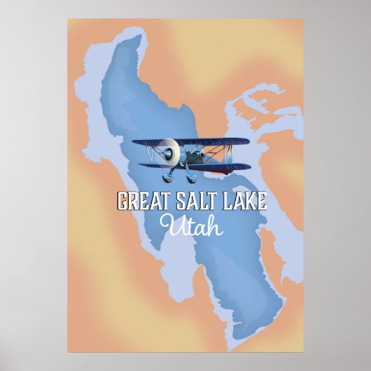 Great Salk Lake Utah map poster de voyage. (Devant)