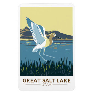Great Salt Lake American Avocet Travel Art Vintage Magneet