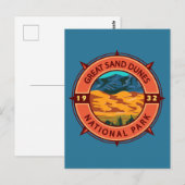 Great Sand Dunes National Park Retro Compass Briefkaart (Voorkant / Achterkant)