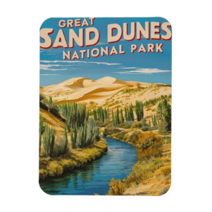 Great Sand Dunes National Park Retro Travel Art Magneet