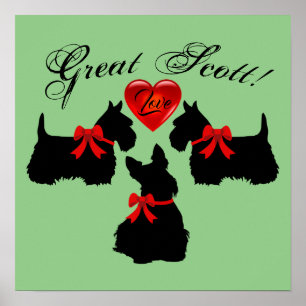 "Great Scott!", Scottish Terrier/Red love hart Poster