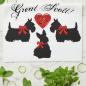 "Great Scott!", Scottish Terrier/Red love hart Theedoek (Gevouwen)