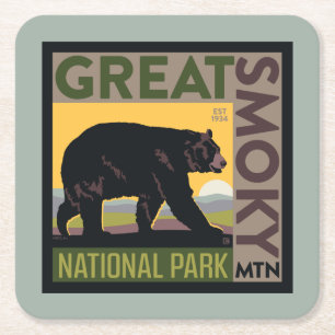 Great Smoky Mountain National Park  Bear Vierkante Kartonnen Onderzetter
