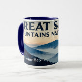 Great Smoky Mountains Blue Mist Retro Mok (Voorkant links)