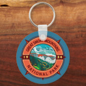 Great Smoky Mountains National Park Retro Compass Sleutelhanger (Voorkant)