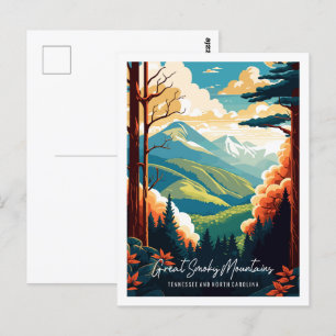Great Smoky Mountains vintage reisillustratie Briefkaart
