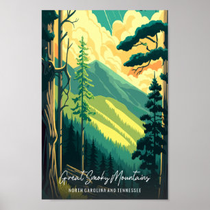 Great Smoky Mountains vintage reisillustratie Poster