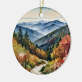 Great Smoky Mountains Waterverf Keramisch Ornament (Links)