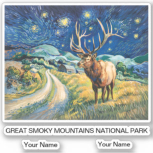 Great Smoky Mountains Wilde leven Eland Retro Van Sticker