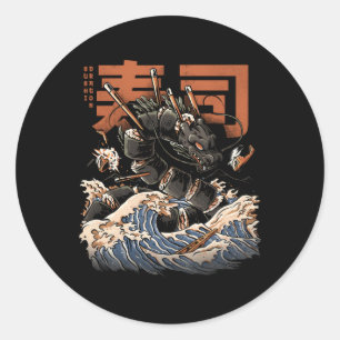 Great Sushi Dragon Japans voedsel Kawaii Dragon An Ronde Sticker