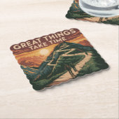 Great Things Take Time Kartonnen Onderzetters (Gebogen)