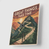 Great Things Take Time Vierkante Klok (Hoek)