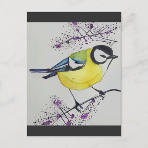 Great Tit Bird Drawing, Hand Drawn British Bird Briefkaart