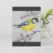 Great Tit Bird Drawing, Hand Drawn British Bird Kaart (Staand voorkant)