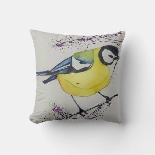 Great Tit Bird Drawing, Hand Drawn British Bird Kussen