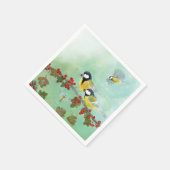 Great Tit Birds & Hawthorn Red Berries Servet (Hoek)