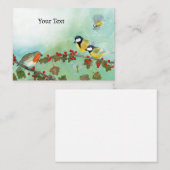 Great Tit Birds, Red Robin en Hawthorn Berries Informatiekaartje (Voorkant / Achterkant)