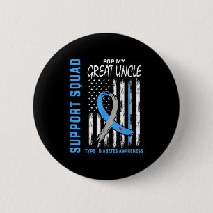 Great Uncle Type 1 Diabetes Shirt Verenigde Staten Ronde Button 5,7 Cm
