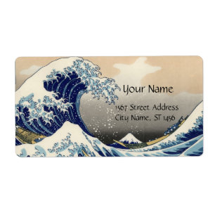 GREAT WAVE Blue White Etiket